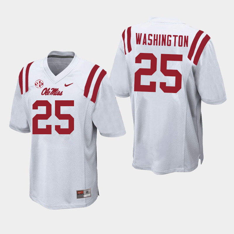 Trey Washington Ole Miss Rebels NCAA Men's White #25 Stitched Limited College Football Jersey CAI7158GY